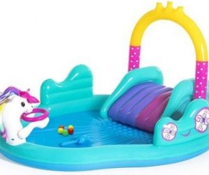 Piscina copii, cu tobogan si stropitoare, Bestway, Unicorn ,dimensiune 274x198x137 cm
