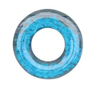 Colac gonflabil, transparent, pentru înot fulg albastru, dimensiune 60 cm